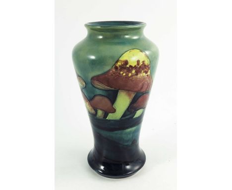 William Moorcroft, a Claremont toadstool vase, circa 1920, shouldered baluster form, impressed and painted marks, 17.5cm high