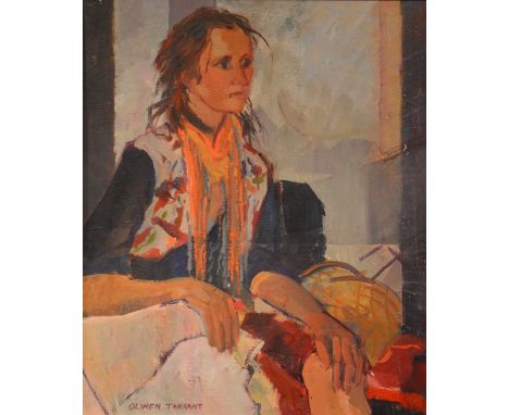 Olwen Tarrant FROI (b.1927), Portrait of a Young Woman, oil on board, signed, 60cm x 50cm, framed