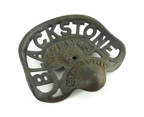 A cast iron tractor seat, by Blackstone &amp; Company Ltd, Stamford, 39.5cm x 36cm