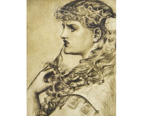 PreRaphaelite School, Portrait of a Woman, probably Fanny Cornforth, watercolour, 19cm x 15cm, framed