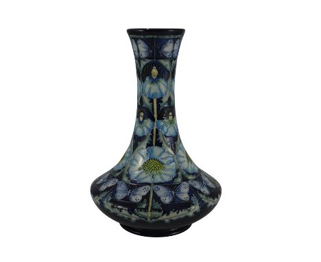 A Moorcroft Blue Poppy trial vase, 2002, angled baluster form, impressed and painted marks, dated 16.5.02, 29.5cm high