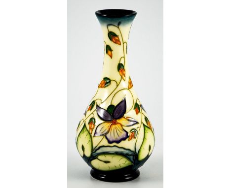 Rachel Bishop for Moorcroft, a Violets vase, 2002, bottle form, one star, signed, 1432, 17cm high