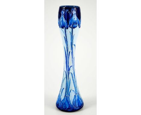 William Moorcroft for James MacIntyre, a Florian Ware Snowdrop vase, circa 1902, waisted elongated gourd form, pritned mark a