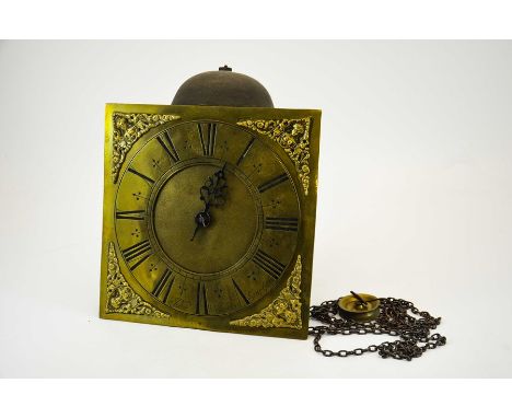 An early 18th century hook and spike wall clock, by John Washbourne Senior of Gloucester (1707-1729), brass dial and single f
