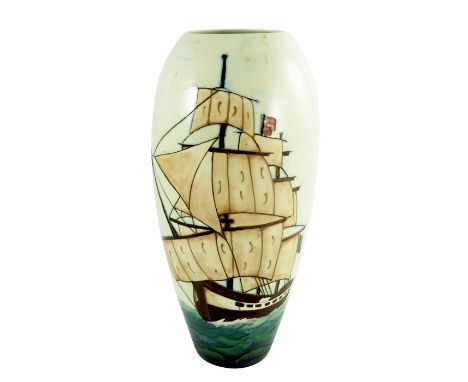 Sally Tuffin for Moorcroft, a First Fleet HMS Sirius limited edition vase, circa 1988, elongated ovoid form, 103 of 150, impr