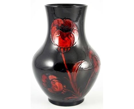 William Moorcroft, a Flambe Big Poppy vase, circa 1929, straight necked baluster form, impressed marks and underglaze blue si