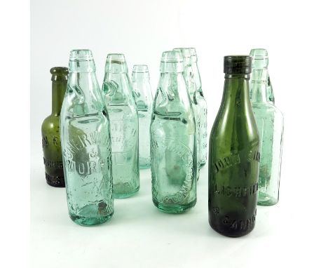 A quantity of old Staffordshire bottles, to include spirit flask by W. Roberts of Brownhills, William Richards beer of Hednes