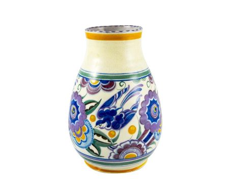 Truda Carter for Carter, Stabler and Adams, a Poole HE pattern Bluebird vase, painted by Lily Pedley, circa 1930, baluster fo