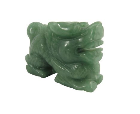 A Chinese Green Jade Carving of a Miniature Dragon, 20th century, 5.4cm long 