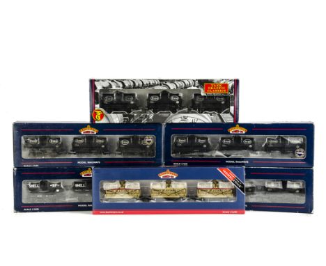 Bachmann 00 Gauge Freight Stock: Six 3-wagon sets, all tankers, including Esso (four sets with one duplicate), Shell-BP, and 