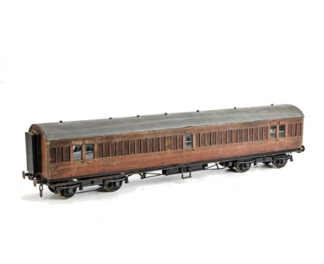 A Gauge 1 Real Teak Scale-Length Passenger Brake Van:  by Milbro, Jubb or similar finished in plain teak with grey roof as LN