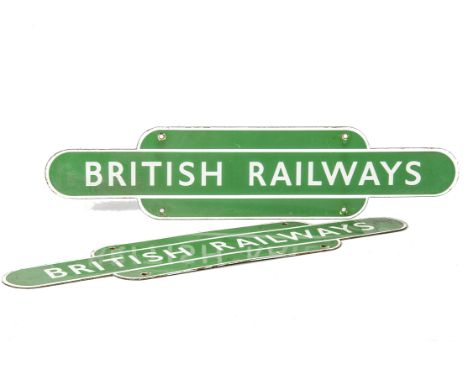 A Pair of 'British Railways' Enamel Totem Signs: in Southern Region green, measuring 17½" long, both G-VG, slight chipping ar