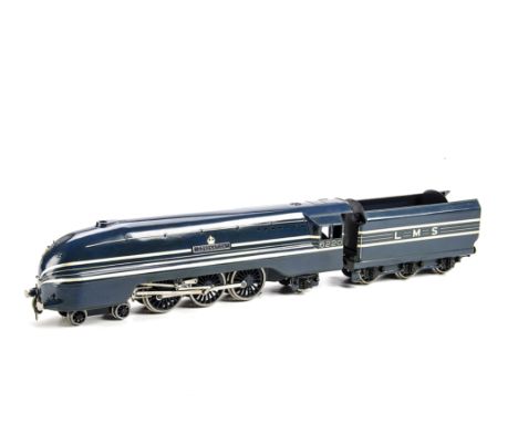 A rare Bassett-Lowke O Gauge 3-rail Electric LMS Streamlined 'Coronation' Locomotive and Tender: restored in LMS blue with si