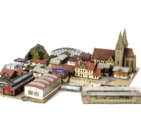 Z Scale Scenic Accessories and People by Preiser and others:  including station platforms and buildings, engine shed, level c