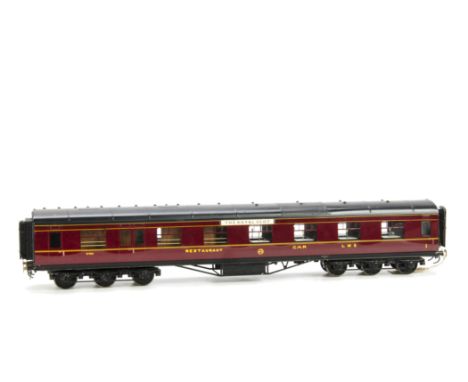 An Exley O Gauge LMS Corridor 12-wheel Dining Car: in slightly lighter LMS crimson as no 8452 with 'The Royal Scot' , overall