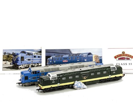 Two Bachmann 00 Gauge 'Deltic' Diesel Locomotives: in Limited NRM Edition cased set no 127/500, including light blue/cream pr