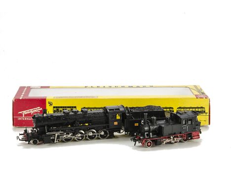 Fleischmann HO Gauge Locomotives: comprising ref 4178 2-10-0 tender locomotive in plain black as SNCF 150 Z 2255, in original