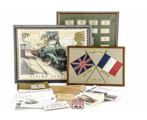 Collection of Railway-Related Ephemera: including a framed set of Southern Region tickets, a framed plaque commemorating the 