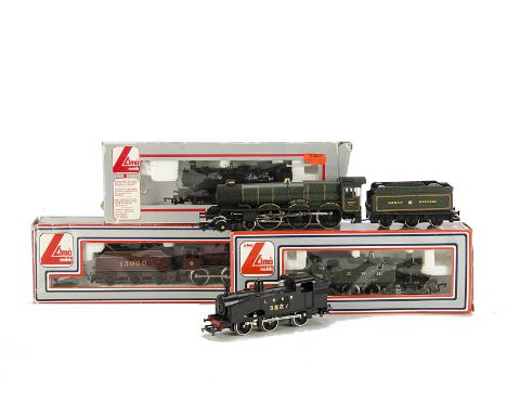 Lima 00 Gauge Steam Locomotives: comprising 'King George V' and 4589 2-6-2T in GWR green,  0-6-0PT 9420 in BR black, LMS maro