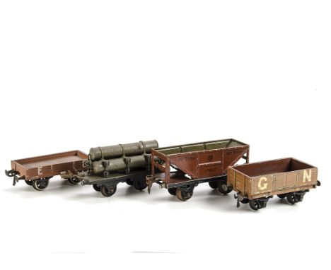 A modest Collection of early O Gauge Freight Stock by various makers: including a Märklin 20 Ton Hopper wagon no 19950, F-G, 