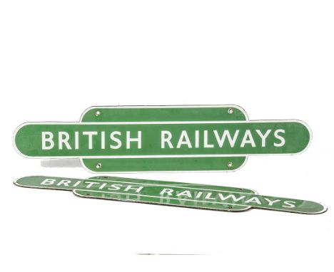 Another Pair of 'British Railways' Enamel Totem Signs: in Southern Region green, measuring 17½" long, both G-VG, slight chipp