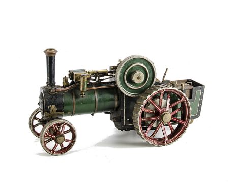 A Bassett-Lowke 3/4" Scale Live Steam Spirit-fired Traction Engine: with single cylinder, solid disc flywheel, regulator and 