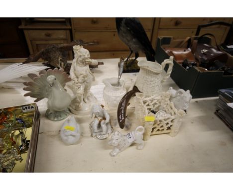 A quantity of various Parian war; Goebel ornaments in the form of a trout etc.