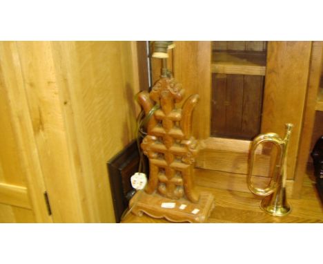 Vintage carved Chinese hardwood table lamp