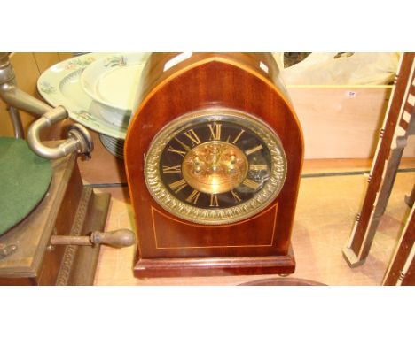 Edwardian inlaid mahogany case dome shape mantle clock