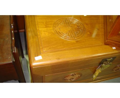 Vintage Chinese carved camphorwood trunk