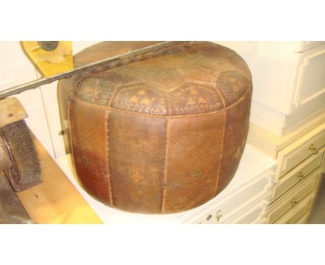 Vintage leather pouffe