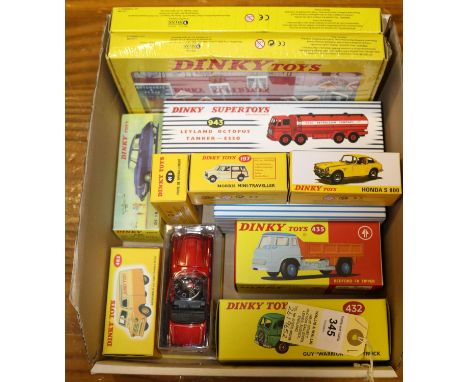 12 Atlas Dinky Toys. Leyland Octopus Tanker, 'ESSO'. Guy Van 'HEINZ', Bedford TK Tipper, Guy Warrior Flat Truck, Aston Martin