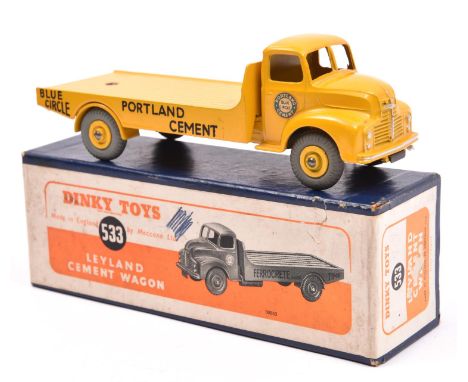 Dinky Toys Leyland Cement Wagon (533). In yellow with grey tyres. Boxed, minor wear/damage, with pen marking. With 'Hudson Do