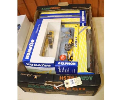 4 Komatsu by First Gear and Universal Hobbies. 1:34, 1:50 and 1:64 scales. PC450LCD with Short Trowel. GD655-5 Motor Grader. 