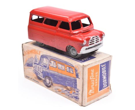 Morestone Series 'Scale Model of the Famous Bedford 'Dormobile''. An example in bright red with unpainted metal wheels and un