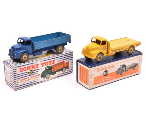 2 Dinky Toys. Leyland Cement Wagon (533). In yellow with grey tyres. Together with Comet Wagon (932). In dark blue with mid-b