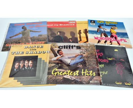 8x Cliff Richard related 12" vinyl albums, some South African issues. Me and My Shadows. Aladdin and His Wonderful Lamp. Hote