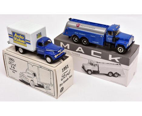 5 First Gear 1:34 1950's-60's American Trucks. 1951 Ford F6 Dry Goods Van, 'Auto Value Parts Stores'. 1952 GMC Heavy Duty Wre