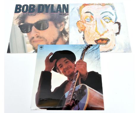 3x Bob Dylan 12" vinyl albums. Nashville Skyline, 1969, S63601, SBPG 63601 A2. Self Portrait, S64085 A2, S66250 A2. Infidels,