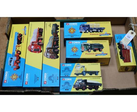 8 Corgi. 3x Atkinson. An  8-wheel truck and trailer, 'F.B. Atkins', tractor unit with flat trailer, 'Suttons' and a four whee