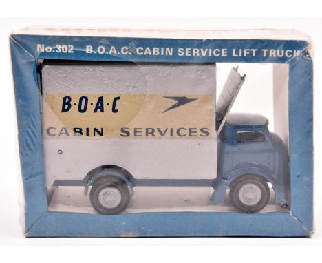 A scarce Budgie Commer B.O.A.C. Cabin Service Lift Truck, No.302. In blue and silver livery, with unpainted wheels and black 