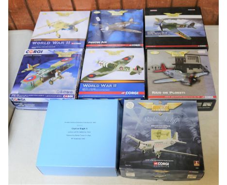 8 Corgi Aviation Archive. Junkers JU87B-2 Trop (AA32506). Spitfire MkV B (AA31911). Hawker Typhoon Mk1B (AA36503). P-47D-22 (