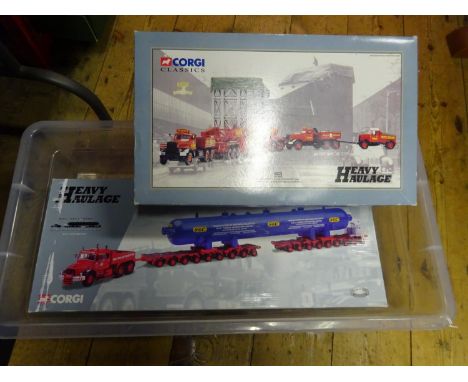 2 Corgi Heavy Haulage. Diamond T Ballast (x2) 24 Wheel Girder Trailer, with Boiler &amp; Scammell Highwayman Ballast, Wynn's 