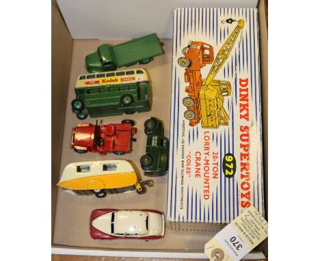 7 Dinky Toys. A 20-Ton Lorry-Mounted Crane, 'Coles' (972) in orange and yellow livery, with grey tyres, complete with line an