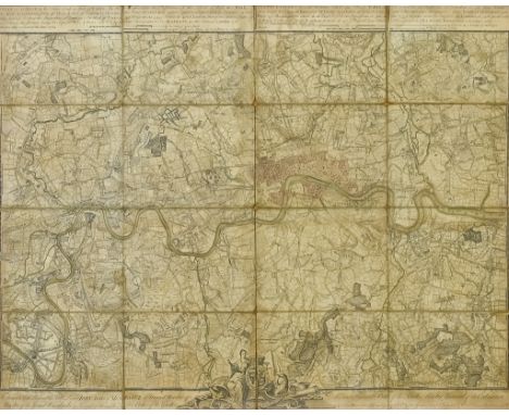 Richard Parr after John Rocque (circa 1709-1762) - Sixteen sheet map - "A Plan of London on the Same Scale as that of Paris..