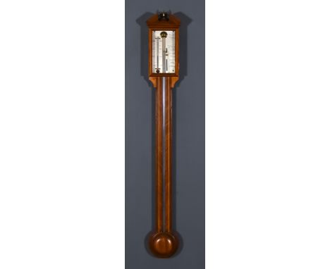 A 20th Century Mahogany Stick Barometer, by Comitti of Holbourn, in the Georgian manner, with silvered scale, alcohol thermom