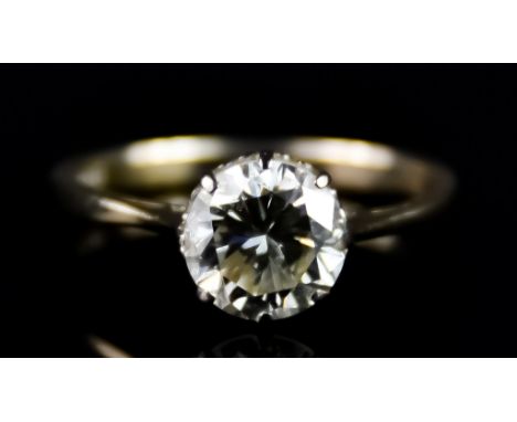 An 18ct Gold Solitaire Diamond Ring, 20th Century, set with a brilliant cut round diamond, approximately 1.5ct, size M, gross