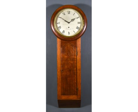An Oak Tavern Clock by Ocklee and Son, Folkestone, the 14ins diameter silvered dial with Roman and Arabic numerals to the eig