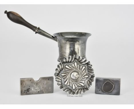 A George III Silver Brandy Warmer and Mixed Silverware, the brandy warmer makers mark partially struck and indistinct, possib