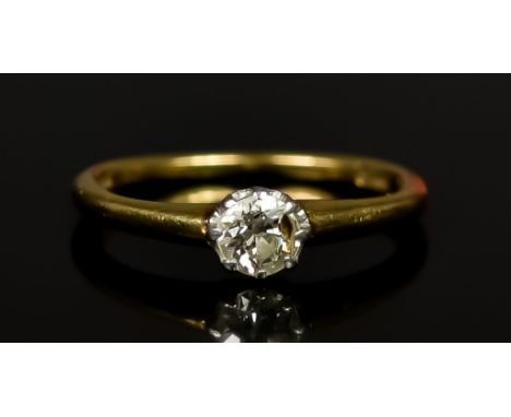 An 18ct Gold Solitaire Diamond Ring, 20th Century, set with a brilliant cut white diamond, approximately .33ct, size M, gross